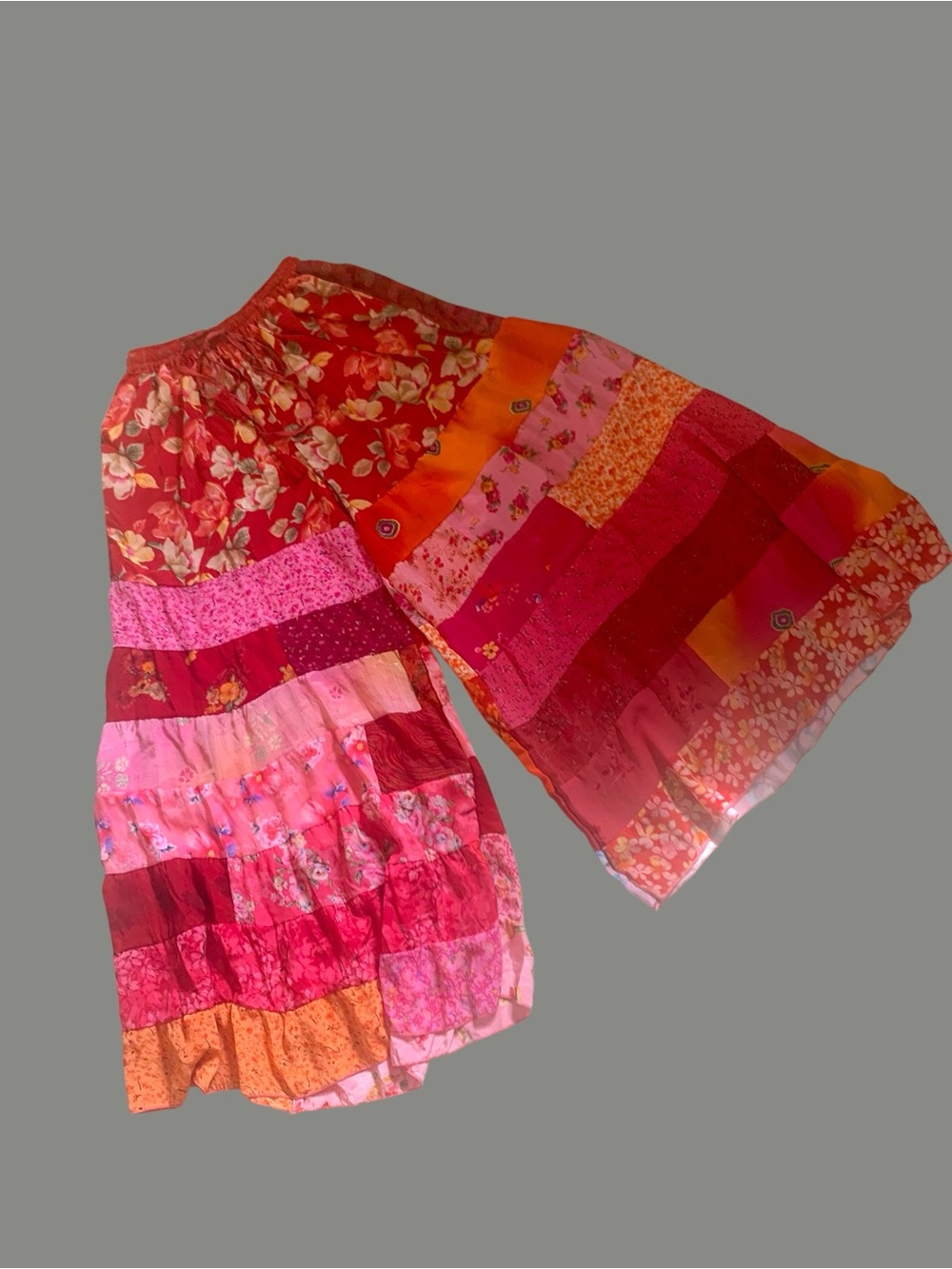 Kathmandu Imports Bohemian vibrant patchwork wide-leg pants Handmade - Picture 3 of 6